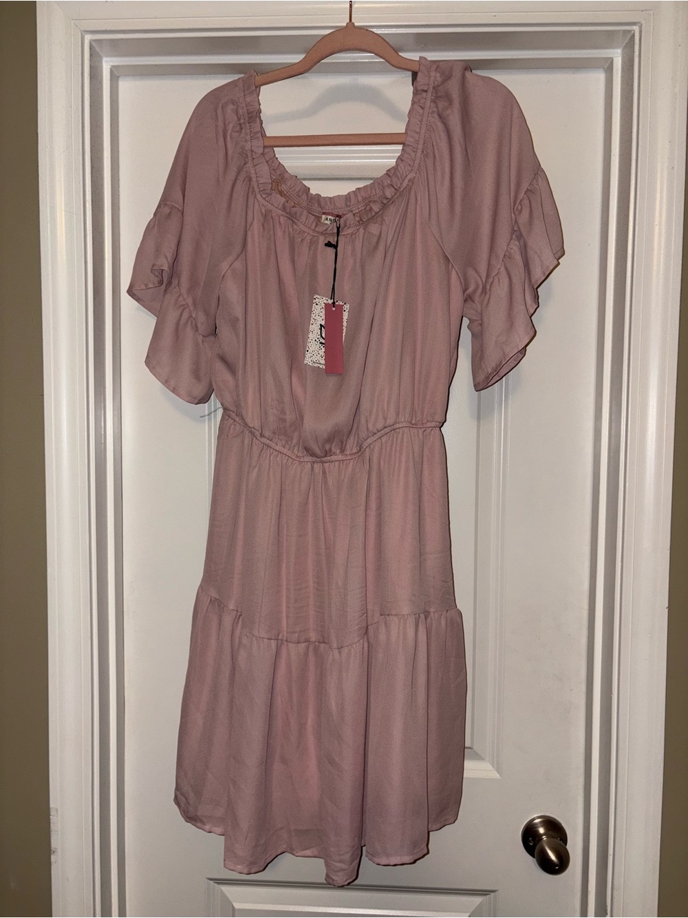 ANDREE BY UNIT Blush Pink Ruffle Tiered Midi Dress